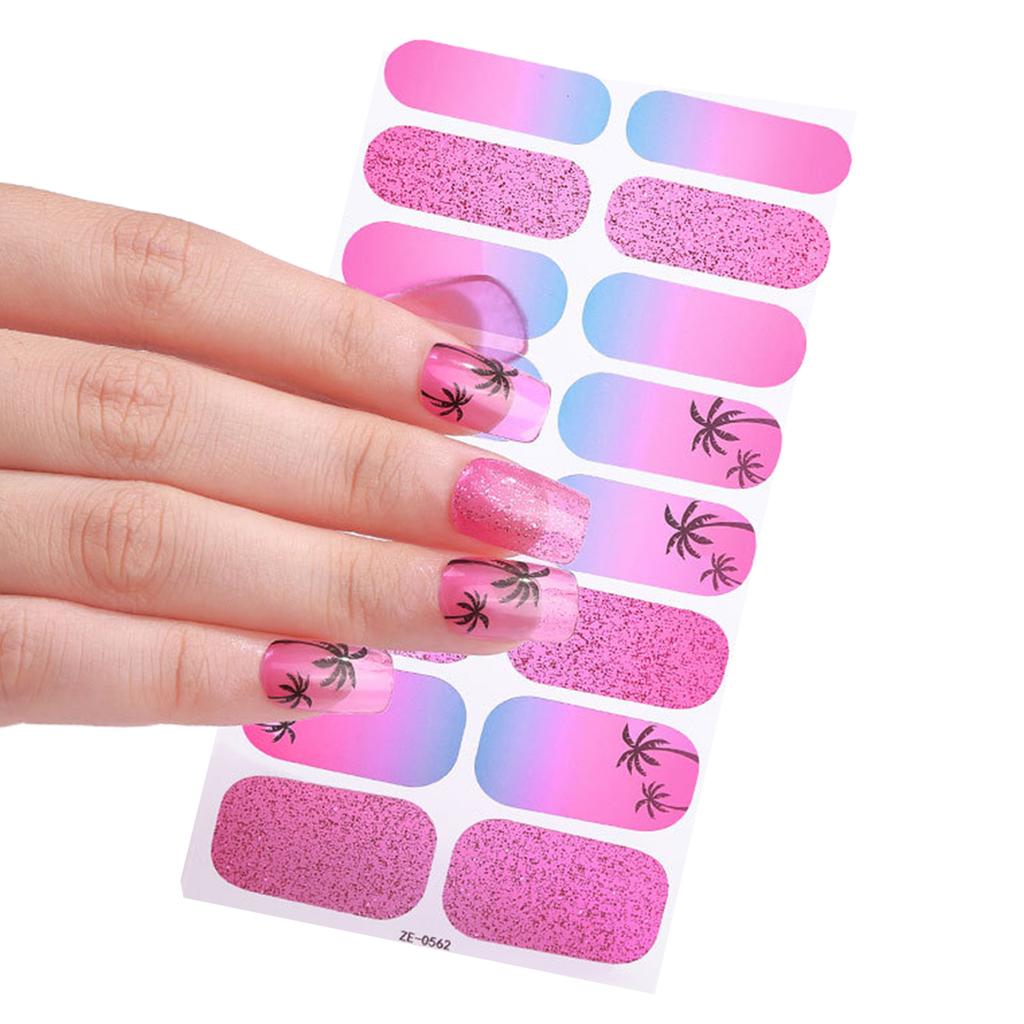 Nail Art Sticker with Nail File Waterproof Gel Nail Strips Nail Polish Stickers Nail Wraps Nail Art Decoration for Girls