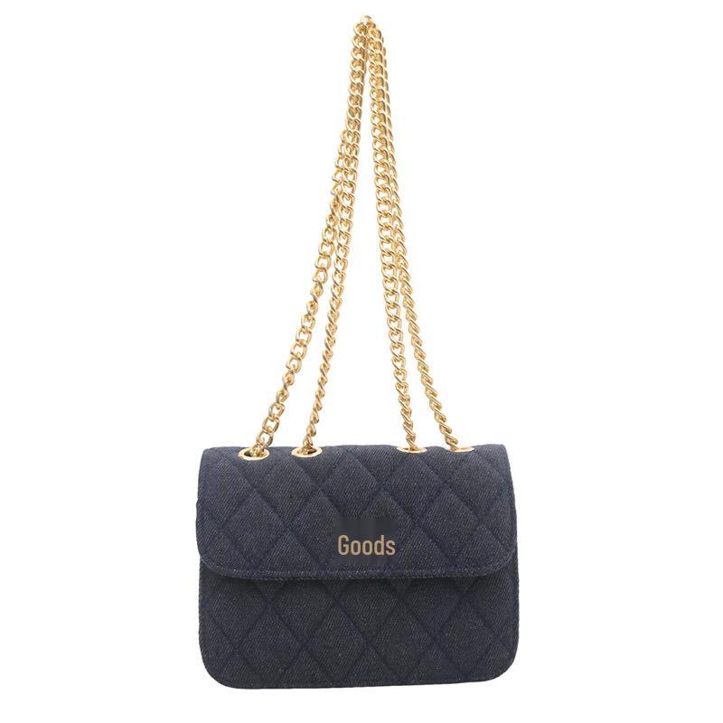 2024 Women's Versatile Denim Canvas Crossbody Bag with Diamond Chain