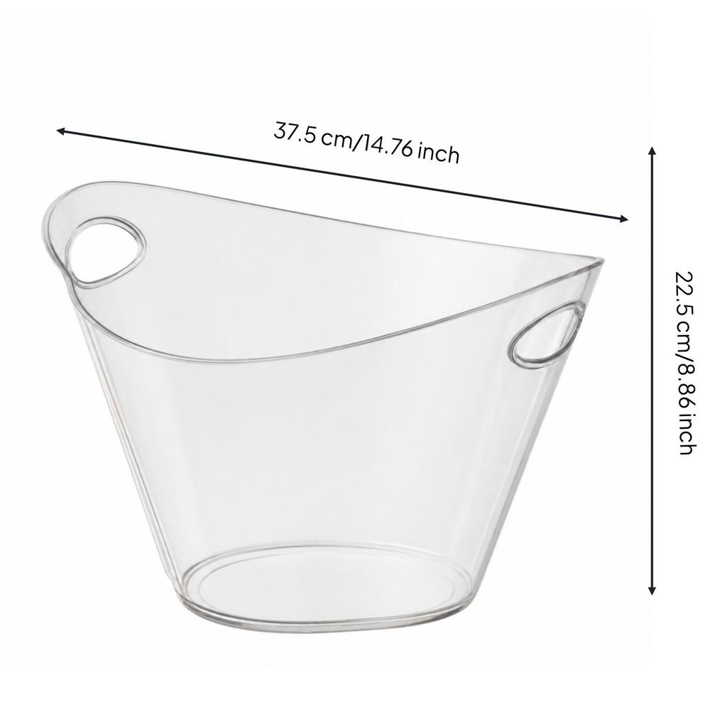 Ice Bucket Stable Flat Base, Clear Drink Bucket, Shatterproof, Beverage Tub, for