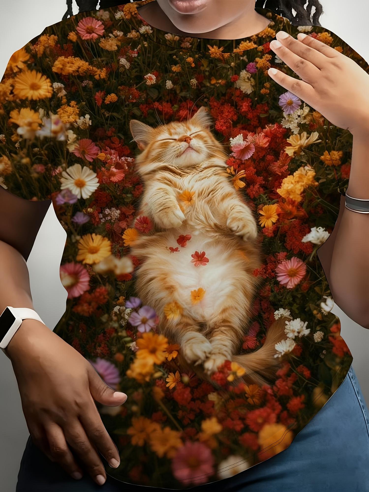 

Floral Orange Cat Lying Printed Short Sleeve T-Shirt. Sweet Loose Round Neck Top. Women s Clothing. Women s Clothing. Women s Clothing XL дубильная кора