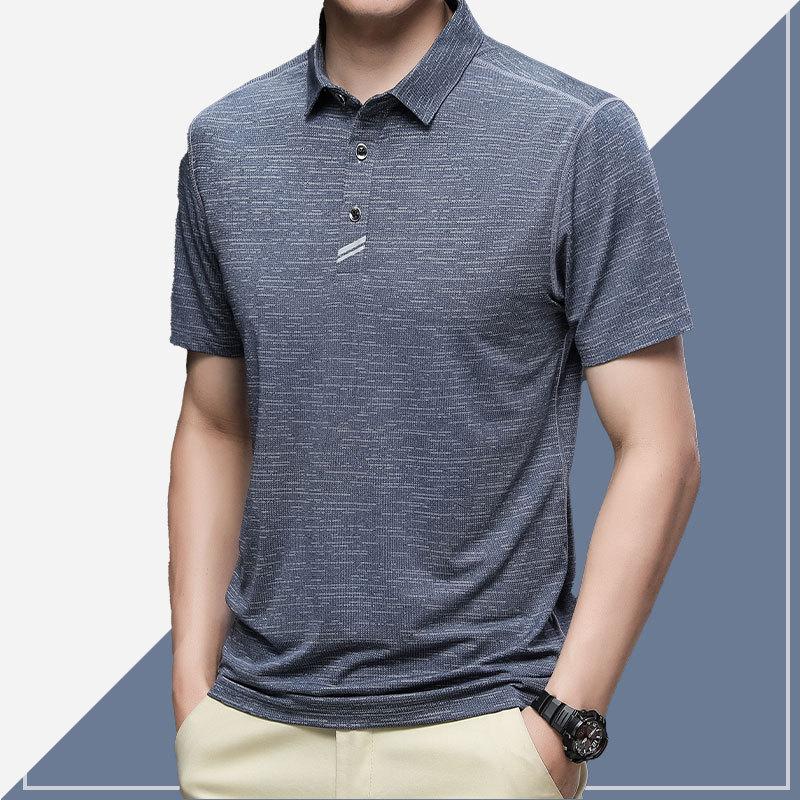 Einfarbiges Herren-Poloshirt, Business-Casual, lockeres, atmungsaktives Herren-Kurzarm-T-Shirt