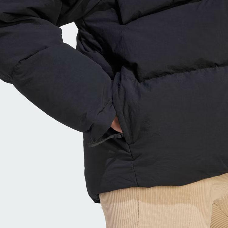 Adidas Big Baffle Puffer Jacket With Stand Collar And Logo Women Outerwear Black IK3166