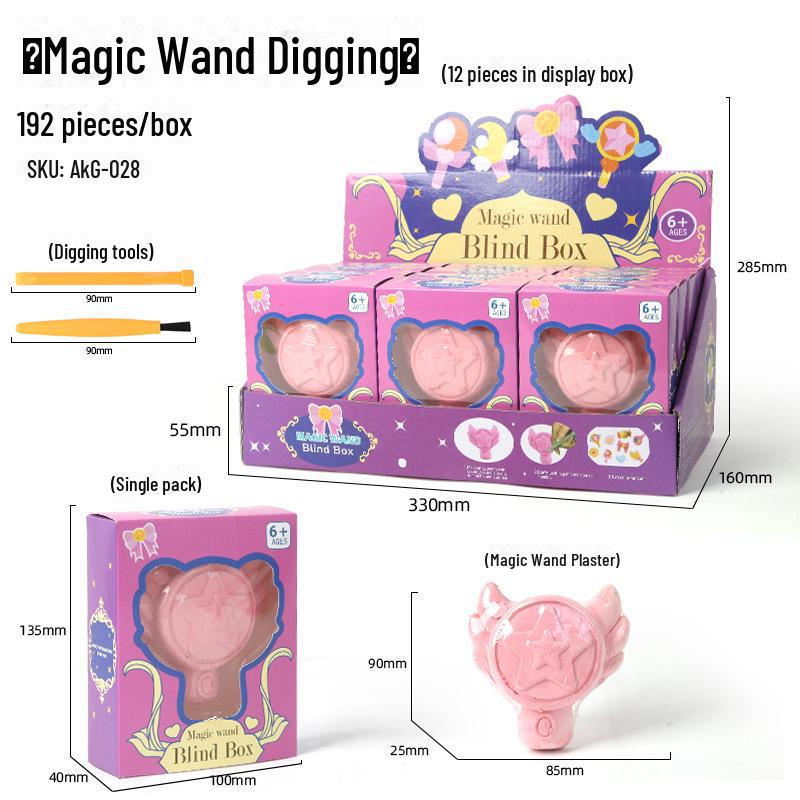 Handgefertigter rosa Feenstab Kinderschatzsuche Spielzeug - Magische archäologische Ausgrabung Blind Box