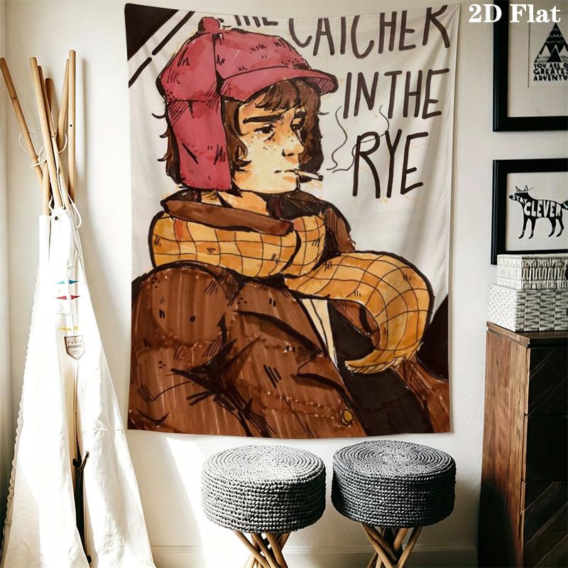 Holden Caulfield Wall Tapestry Aesthetic Wall Hanging Printed Fabric Blanket Decorative Tapestries for Bedroom Living Room Home Decor