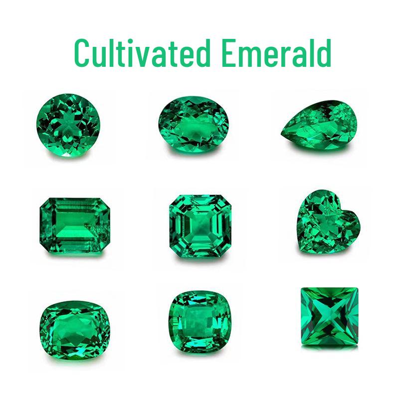 Aocai Baoshi Cultured Colombian Emerald with Rectangular Beveled Cut Main and Side Stones (2*4mm to 13*18mm)