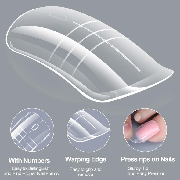 160Pcs Multi Size Clear Nail Extension Molds Customizable Fit False Nail Tips For Various Nail Shapes Natural Appearance