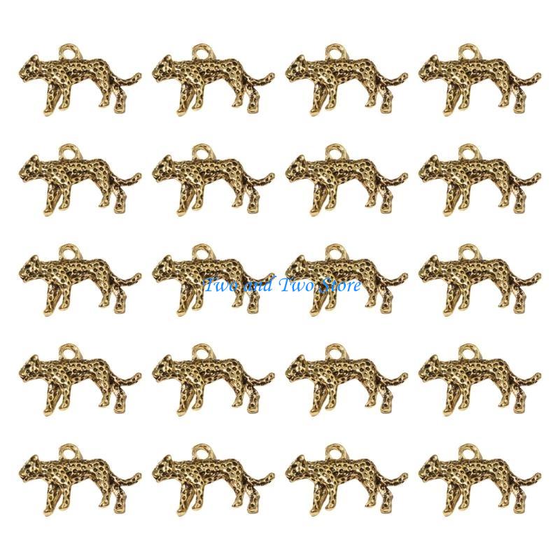 HX6F 20pcs Leopard Pendant for Handmade Necklace Decoration Animal Charm Jewelry Making Supplies Fashion Accessories