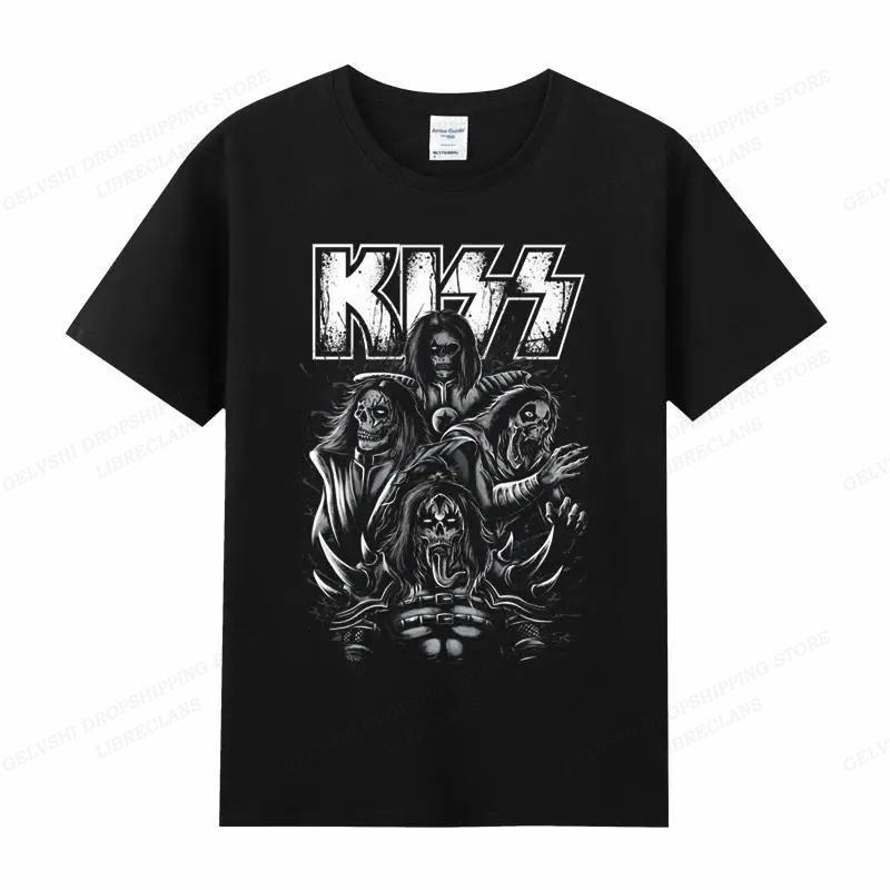 Vintage tričko Kiss Unisex Unisex Móda Bavlněné tričko Punk Oblečení Trička s výstřihem Horor Harajuku Topy Rocková kapela Kiss Tričko Boy