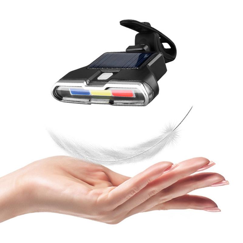 Solární přední světlo na kolo s vysoce svítivými COB LED diodami, 7 režimů, přední světlo, bezpečnostní výstražná zadní světla, vodotěsné zadní světlo na kolo