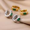 Women's Retro Zirconia Hoop Earrings Stainless Steel Pierced Earrings Light Luxury Simple Niche Design Earrings