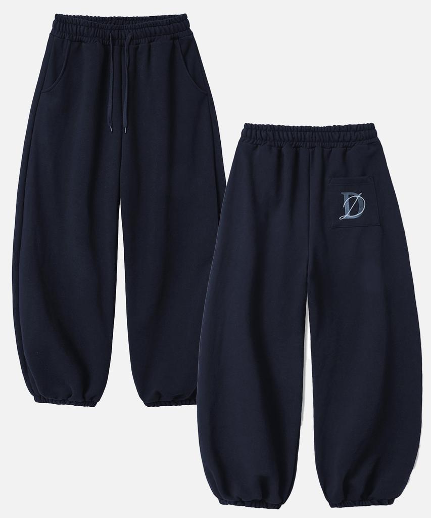 Dibellobeu Classic Embroidered Logo Wide Jogger Pants_Navy
