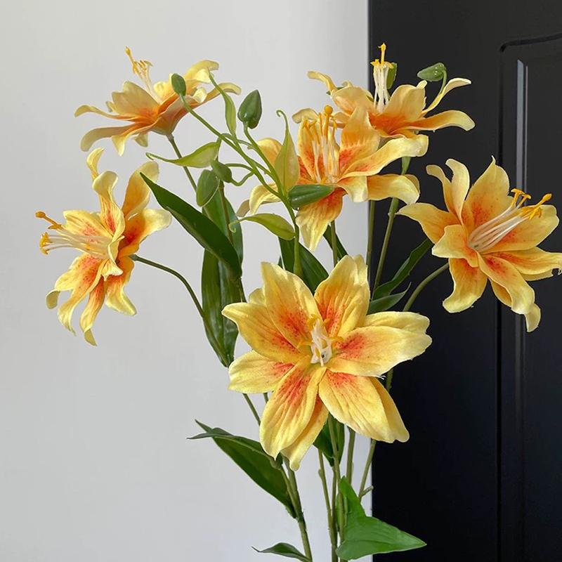 70cm Artificial Lily Flower with 2 Big Blooms Artificial Flowers for Wedding Home DIY Decor Elegant Floral Arrangements