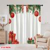 2pcs,2D plane printing Minimalist Curtains Christmas Tree Ornaments Gifts_o Polyester Woven (without rod) Home Decor Perfect for