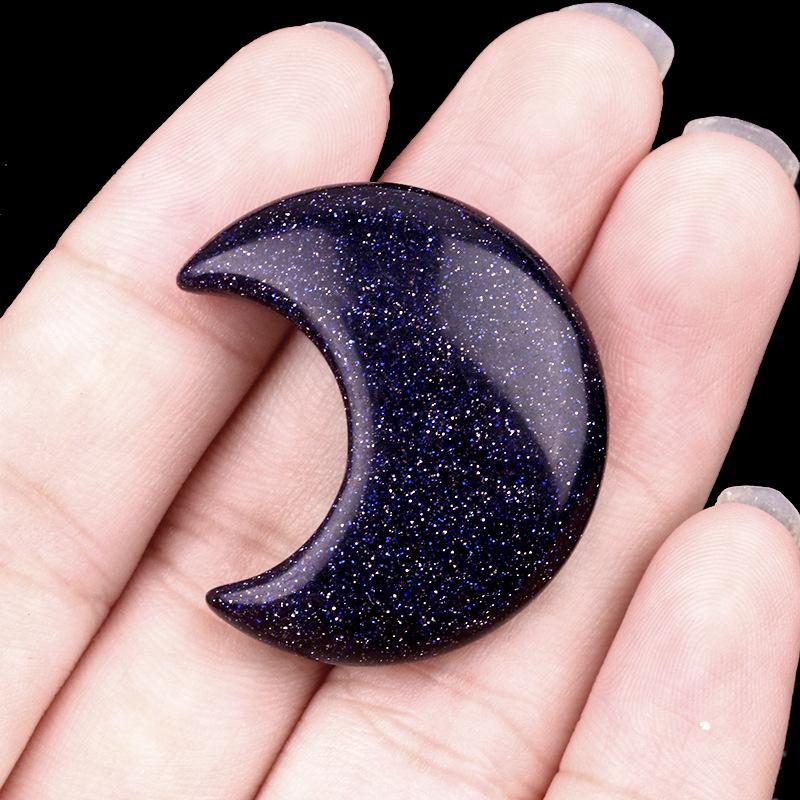 1pc Moon Shaped Worry Stones Natural Carved Gemstones Chakra Balancing Reiki Healing Crystals Home Decor Gifts