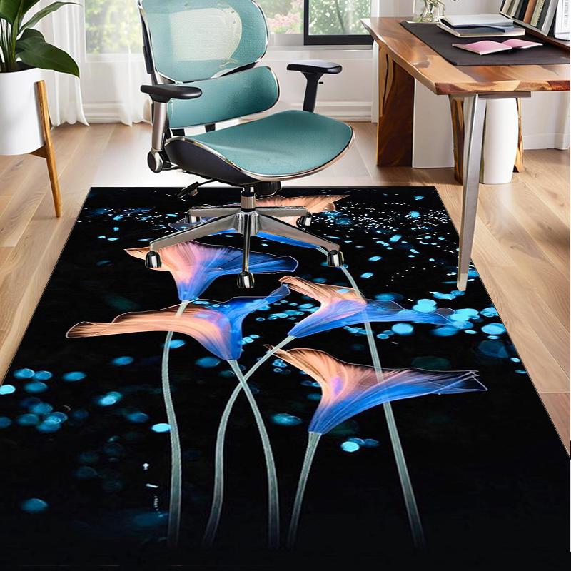 Elegant Floral Still Life Office Rug Chair Mat, Entryway Carpet, Suitable for Front Door, Bedroom, Living Room, Desk, Holiday Gift
