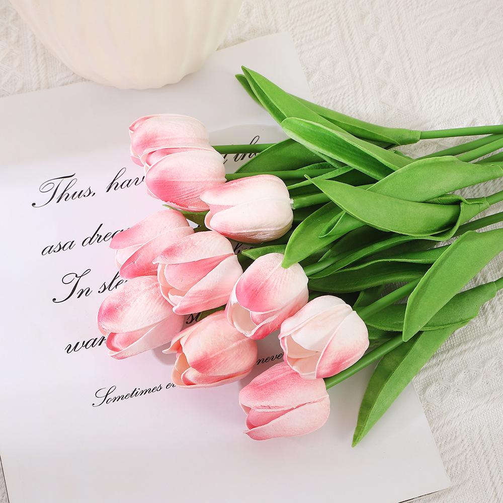 10PCS Artificial Tulips Flower Realistic Touch Tulip Flowers Fake Tulips Flowers for Home Table Vase Decor Wedding DIY Bouquet