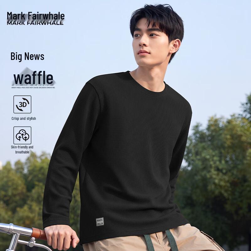 Mark Fairwhale Men's Waffle Knit Long-Sleeve Casual T-Shirt