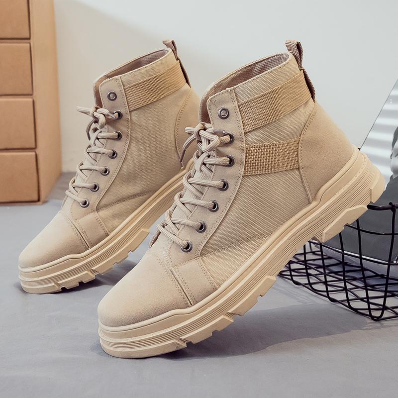 2024 Spring and Autumn New Mid-cut All-match Tooling Boots Casual All-match Men's Non-slip Flat Boots Men's Martin Boots