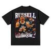 T-shirt Casual in Cotone a Maniche Corte con Grafica Collage Vintage di Russell Westbrook, Stella del Basket dei Clippers, Nera Elegante