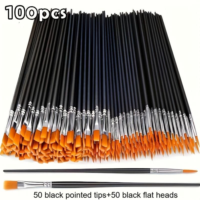 Bristle Artist Brushes with Flat Head & Round Tip - Dual-Tone Black & Orange Handles,Durable Synthetic Bristles for Oil Painting