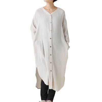 Maternity Nursing Open Double Dress Leggings for and Long Hospitalization Ice Beige [ANGELIEBE] Pajamas, Clothes, Front, Puffy, Gauze, V-Neck, & Pre-