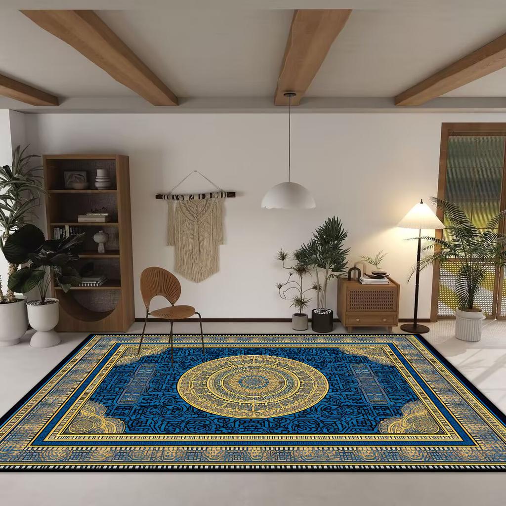 Traditional Chinese Style Living Room Carpet Easy Clean Bedroom Bedside Decoration Large Rugs Home Sofa Area Non-slip Floor Mat
