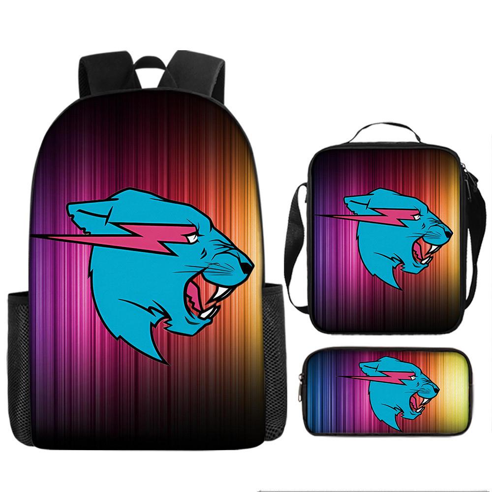 Mr Beast Lightning Cat 3d Print School Backpack With Breathable Oxford Fabric For Kids
