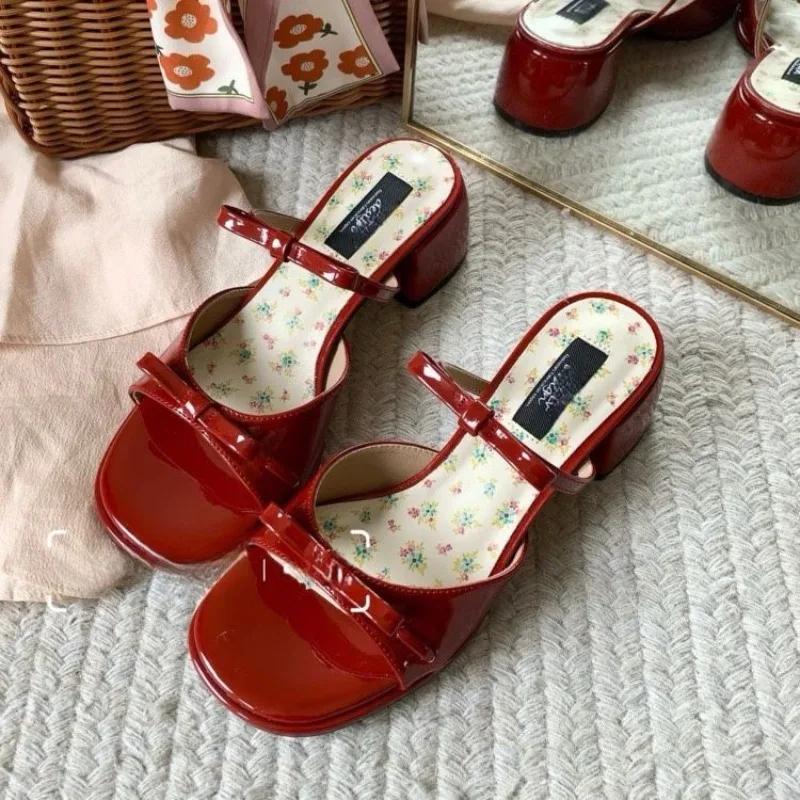 

Fashion Women Wedges Heel Sandals Summer Lightweight Outdoor Luxury Dress Shoes for Women Fashion Open Toe Butterfly-knot Sandals Ladies 42 красный