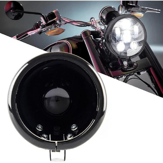 SKTYANTS 5.75 inch headlight housing backet with H4 Wiring Harness 5 3/4" 5.75 Inch headlight Bucket Housing Trim Ring for FXWG FXDWG FXST Motorcycle