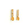 Citrine Pear & Round Stud Earrings 925 Sterling Silver Rhodium Plated Floral Gemstone Earrings Gift for Women