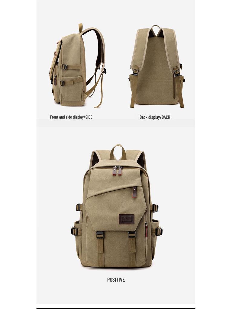 Large Vintage Canvas Backpack for Students - Unisex, Junior to High School