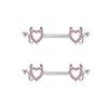 Dazzling Nipple Piercings in Silver Pink Tone with Heart and Moon Designs Creative Nipple Rings Accessory for Parties