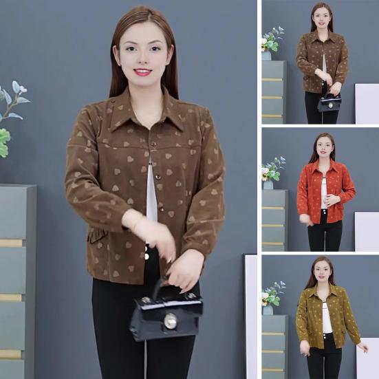 Women's Corduroy Shackets Jacket Oversized Button Down Lapel Coat Casual Long Sleeve Blouses Tops Fall Outerwear