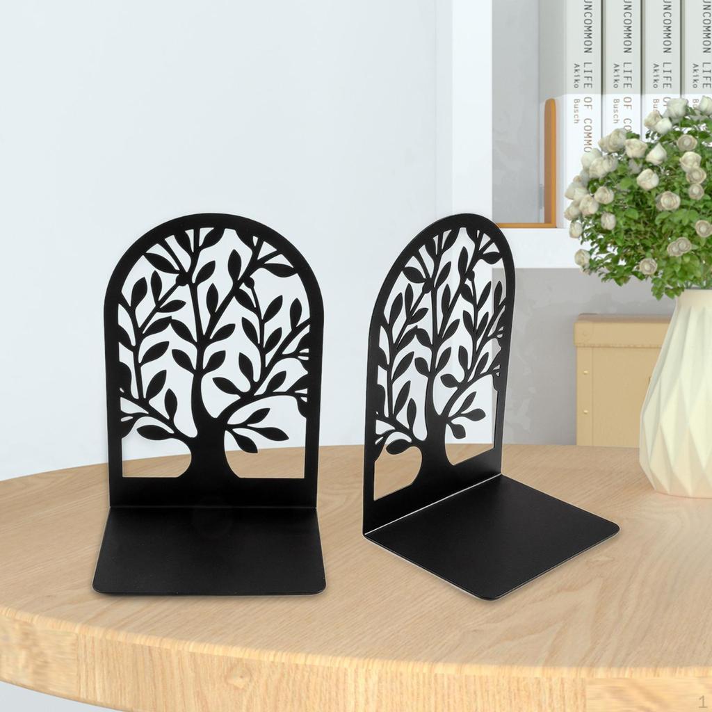 2 stk Metall Bokstøtter, Bokholderstativ, Dekorative Bokstøtter, Stoppere for Skrivebord Hjemmekontor