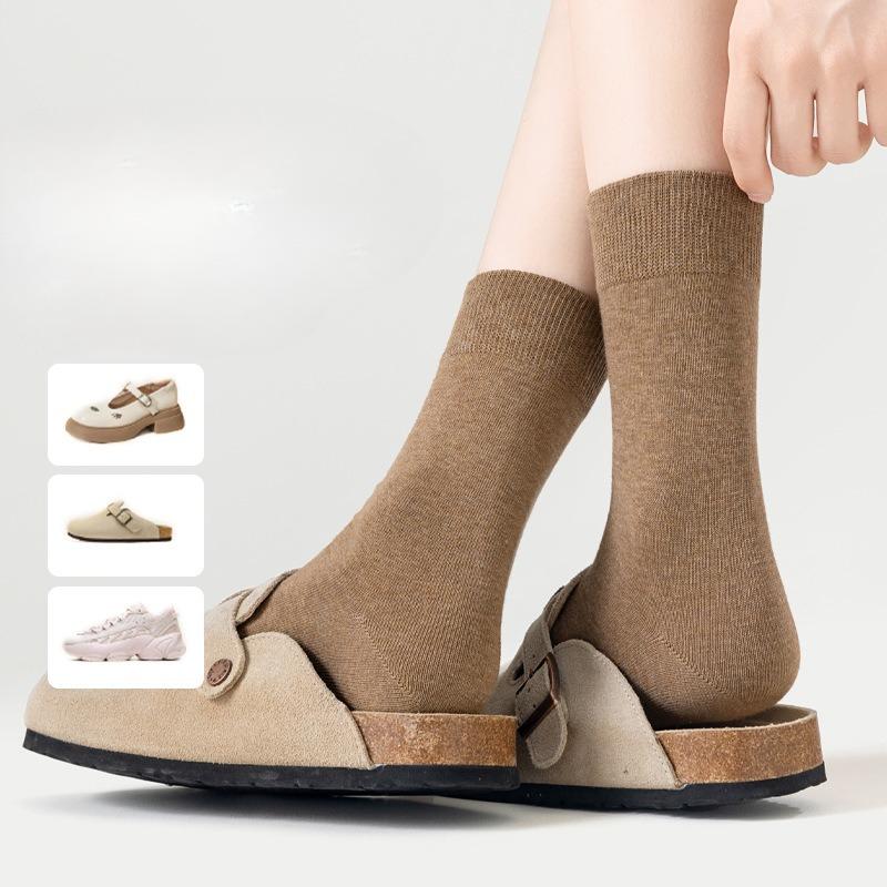 Solid Color Casual Business Socks for Women, Spring and Summer Breathable and Sweat-absorbing Socks, All-season Cotton Socks