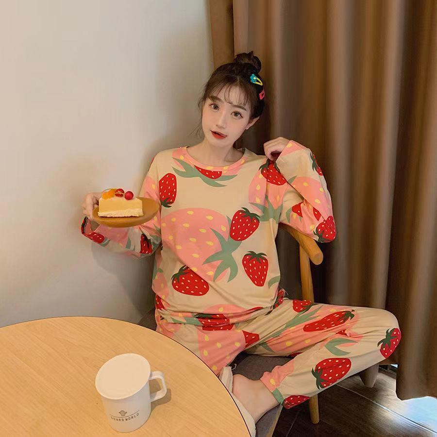 Spring & Autumn Women's Long-Sleeve Pajama Set - Cute Cartoon Design, Plus Size, Cozy Winter Loungewear