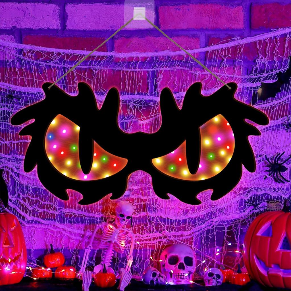Halloween Decorative Like Eye Lights, Wooden Halloween Eye Lights, Suitable For Home, Walls And Window