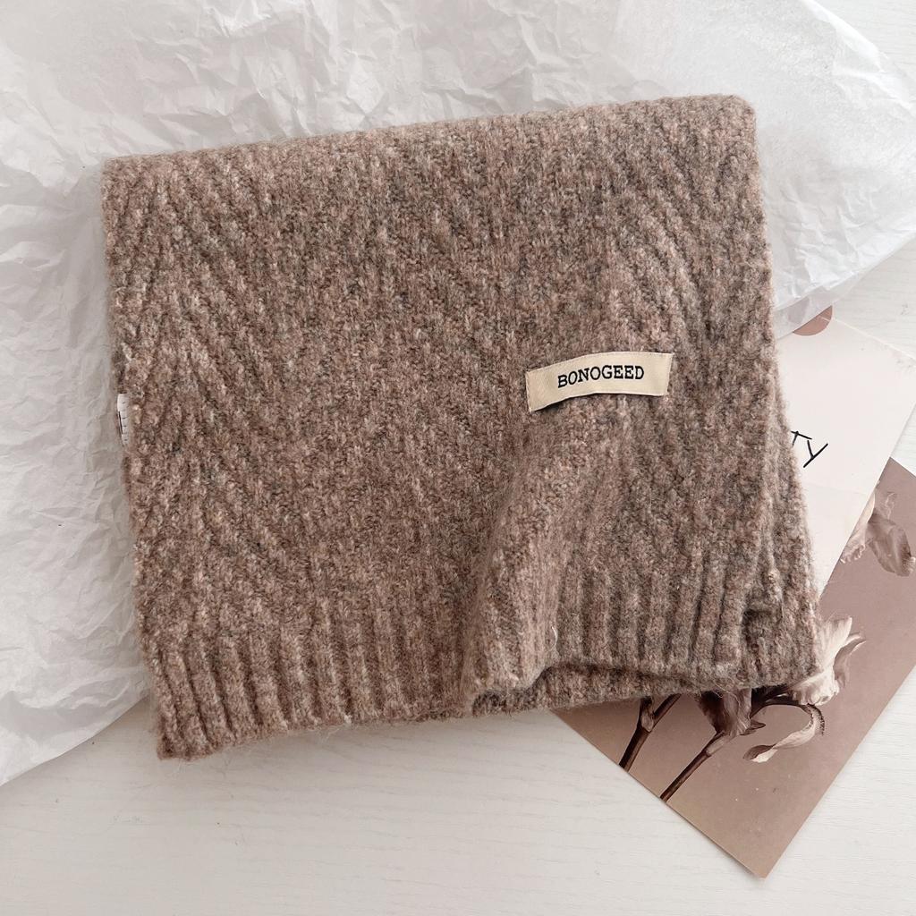 New Korea Styles Wool Knitted Small Scarf Women Winter Warm Scarves Simple Designer Thickened Shawl Soft Pashmina Neck