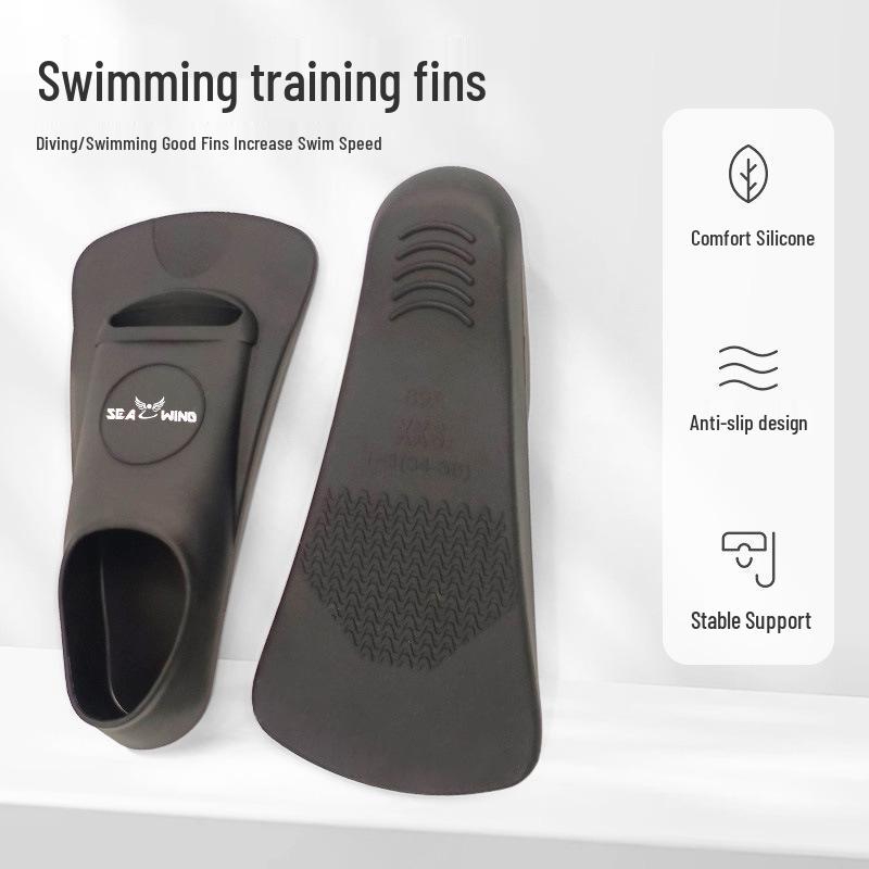 Unisex Silicone Short Swim Fins for Freestyle and Breaststroke - Professional Diving Training for Adults and Kids