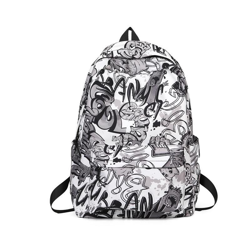 Fashionable Graffiti Casual Backpack, Lightweight Student Schoolbag, Large Capacity Double-shoulder Bag