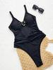 Sexy Cutout Monokini Bathing Suit for Women One-Piece High Cut Swimsuit Vintage Fashion Solid Color Bikini Swimwear