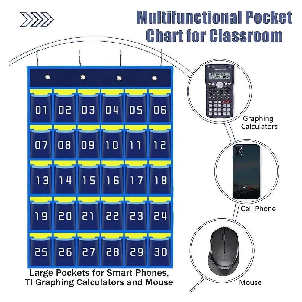 30/36/42/48 Grids Phone Hanging Bag Numbered Wall-mounted Door Hanging Bag Thickened Phone Storage Bag for Calculators Pens Keys