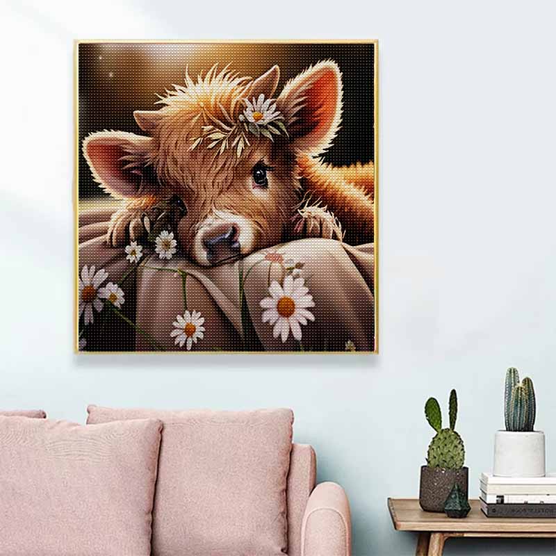 New Arrival 5D DIY Full Circle Diamond Painting "Cute Calf" Embroidery Cross Stitch Home Decor Gift