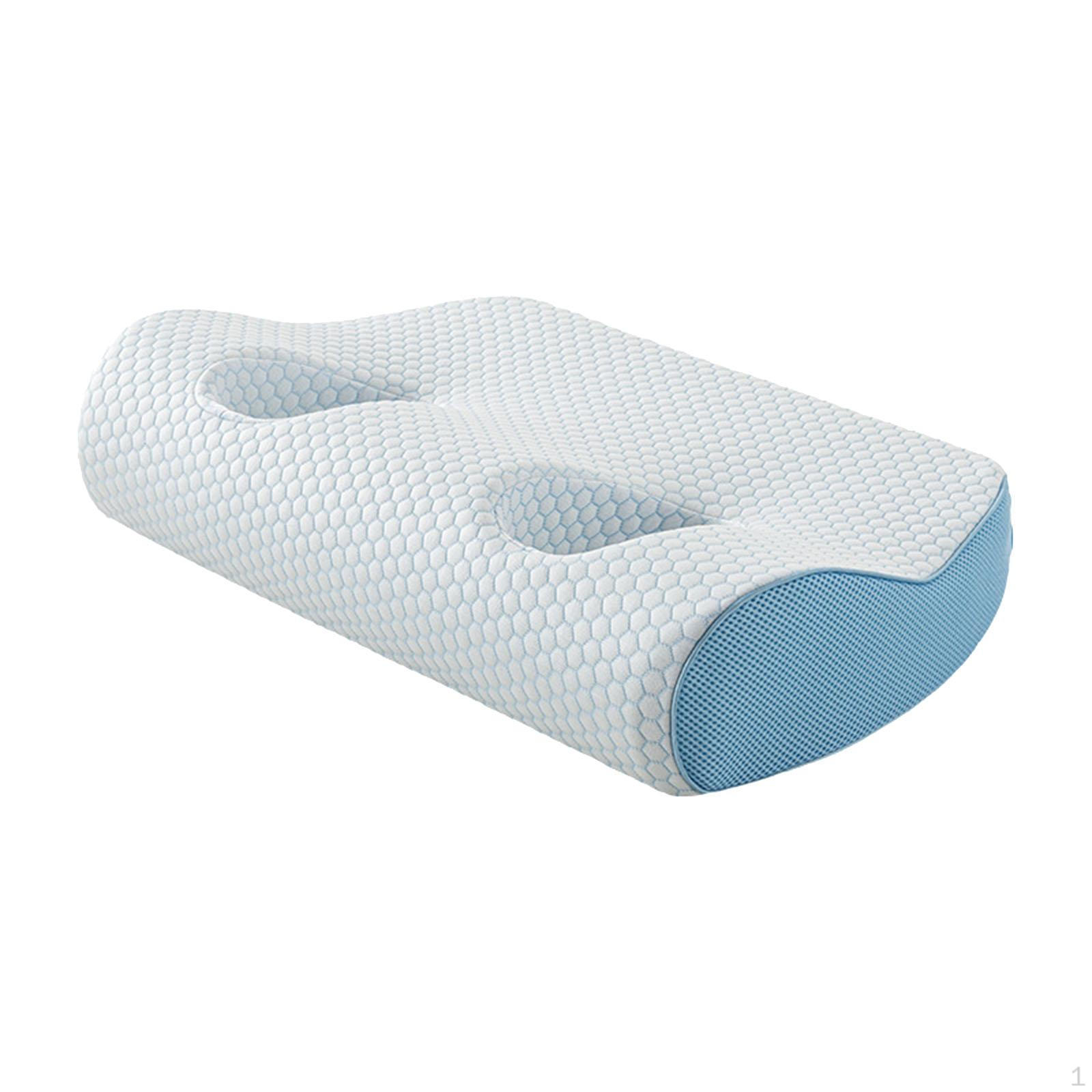

with Holes for Headphones, Breathable, Soft, Ergonomic, Comfortable, Ear Piercing Pillow Side Bark Blue