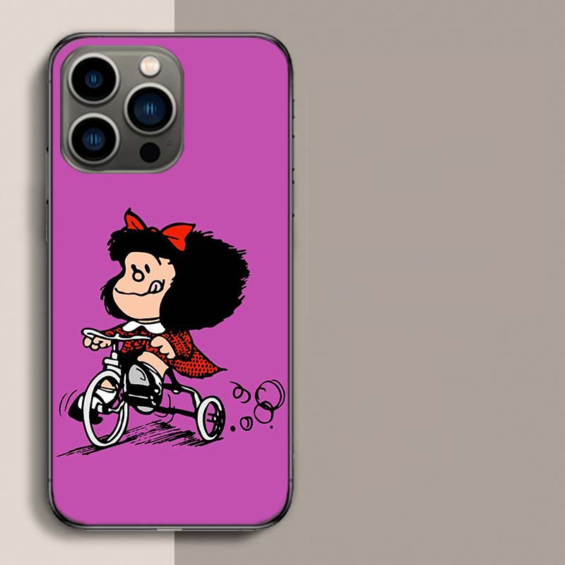 Mafalda Cartoon Phone Case For Apple Iphone 16E 16 17 Pro Max Air 15 Pro 14 Plus 12 13 Mini Cover Cute Fundas Silicone S