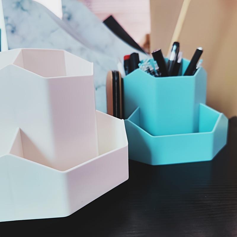 1pc Large Capacity Multi-Compartment Pen Holder and Makeup Brush Organizer for Desk and Home Office with Desktop Cosmetic Storage Box and Art Supply