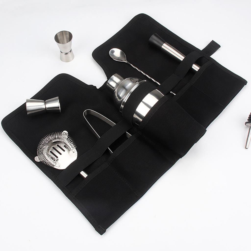Cocktail Set Carry Bag Portable Folding Roll Strap Professional Mixology Bartender Bag for Camping Outdoor