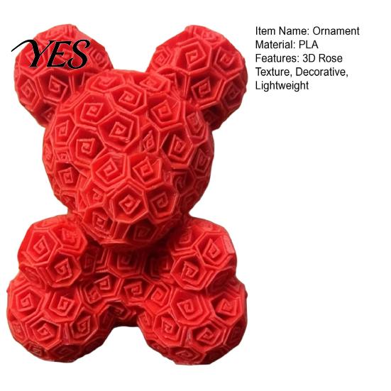 Integrated Molding Ornament Romantic Rose Ornament, Bear Decorative Sculpture for Healing Design Valentine Day Anniversaries Birthdays Multi-Scene Use