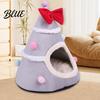 Soft Cat Cave for Winter Christmas Tree Bed, Plush Bed with Removable Cushion, Non-slip Cozy Pet Bottom, House Indoor Cats Kittens Holiday Decoration