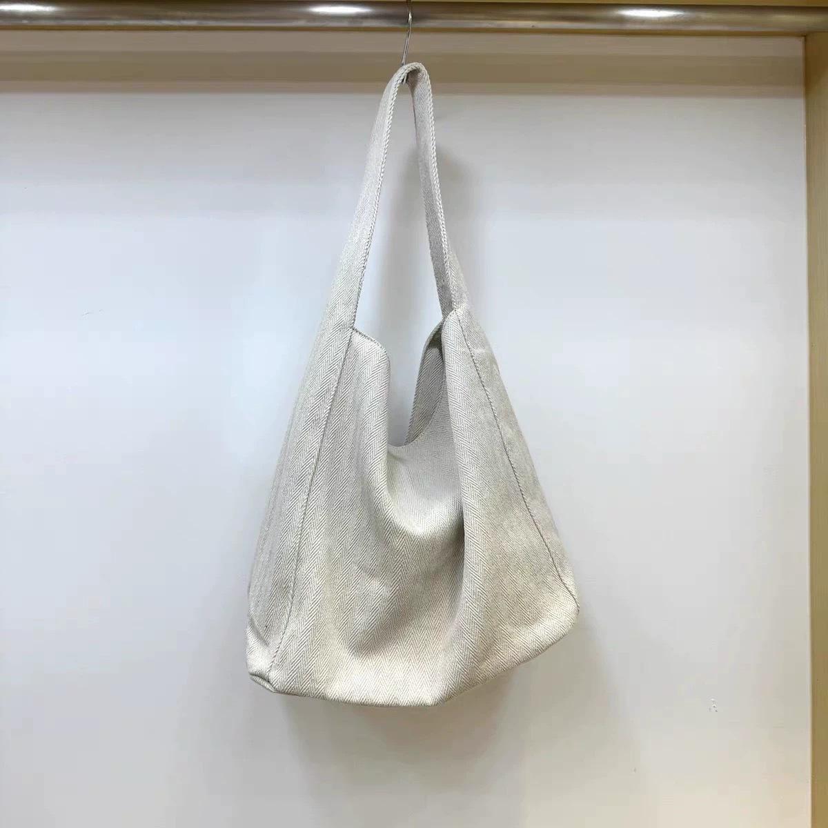 

Niche denim canvas bag casual simple cloth bag large capacity student shoulder tote bag